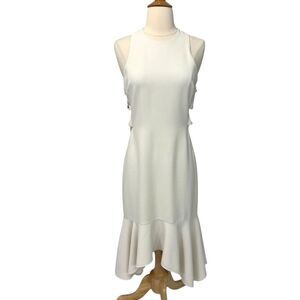 Halston Heritage Ivory Twist Flounce Hem Dress Sleeveless Size 6 Wedding Evening